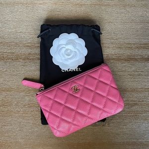 ❌ SOLD on Website ❌ Authentic Chanel Pink Caviar Quilted Small Cosmetic Case